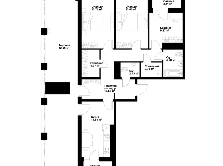 Квартира 3 комнаты 99 м² Ташкент, Узбекистан