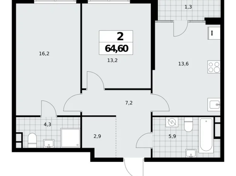 Wohnung 2 Zimmer 65 m² Nördlicher Verwaltungsbezirk, Russland