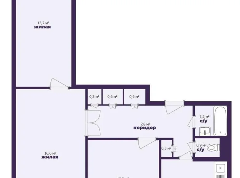 3 room apartment 61 m² Salihorsk, Belarus