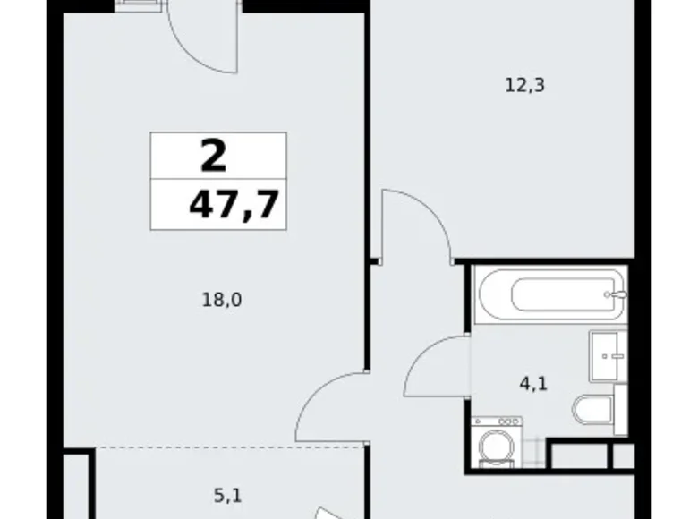 Appartement 2 chambres 48 m² poselenie Sosenskoe, Fédération de Russie