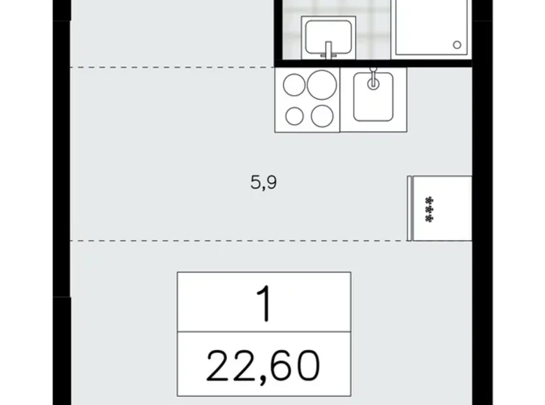 1 room apartment 23 m² Moscow, Russia