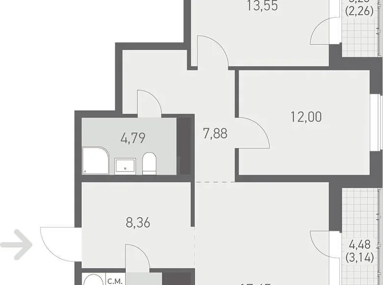 Apartamento 3 habitaciones 74 m² Kopisca, Bielorrusia