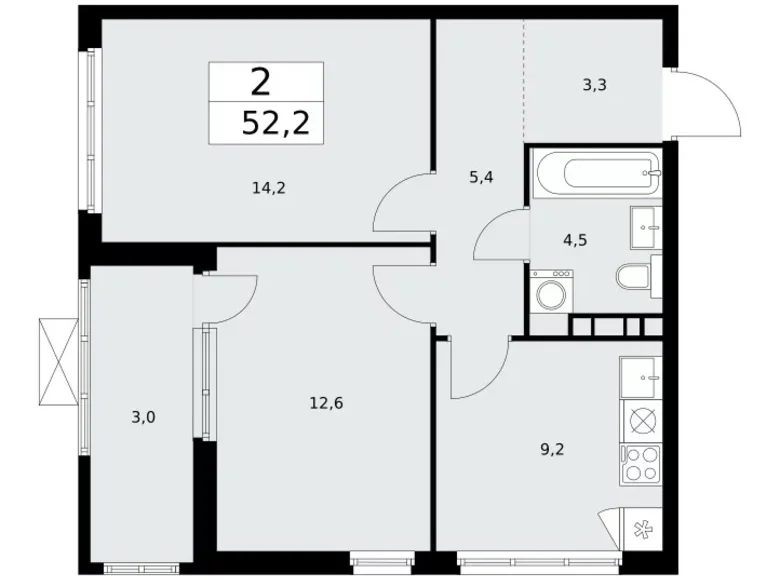 Apartamento 2 habitaciones 52 m² poselenie Sosenskoe, Rusia