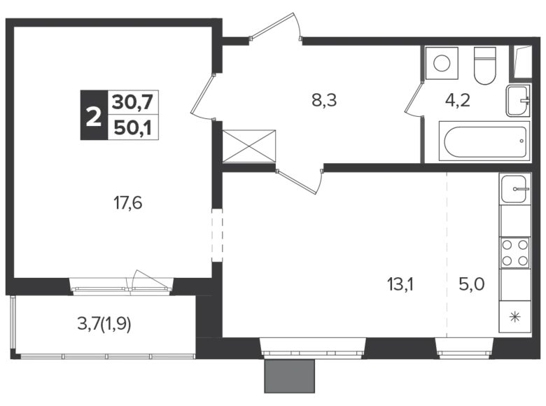 Mieszkanie 2 pokoi 50 m² Leninsky District, Rosja