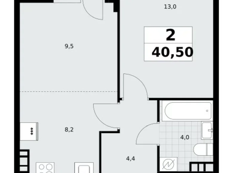 Mieszkanie 2 pokoi 40 m² Postnikovo, Rosja