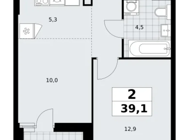 Wohnung 2 Zimmer 39 m² poselenie Sosenskoe, Russland