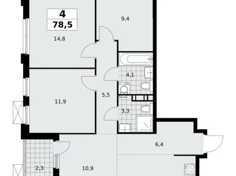 Apartamento 4 habitaciones 79 m² Moscú, Rusia