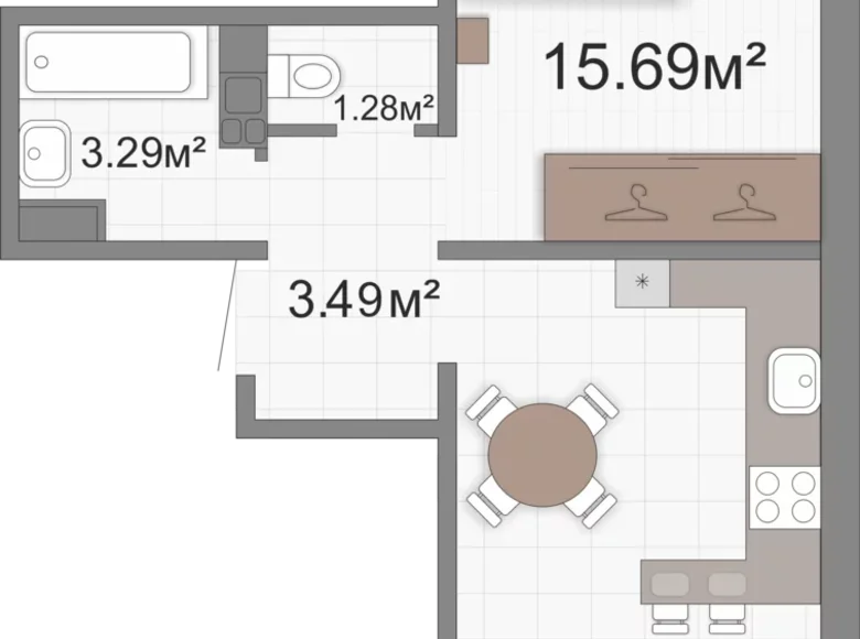 1 room apartment 41 m² Viazań, Belarus