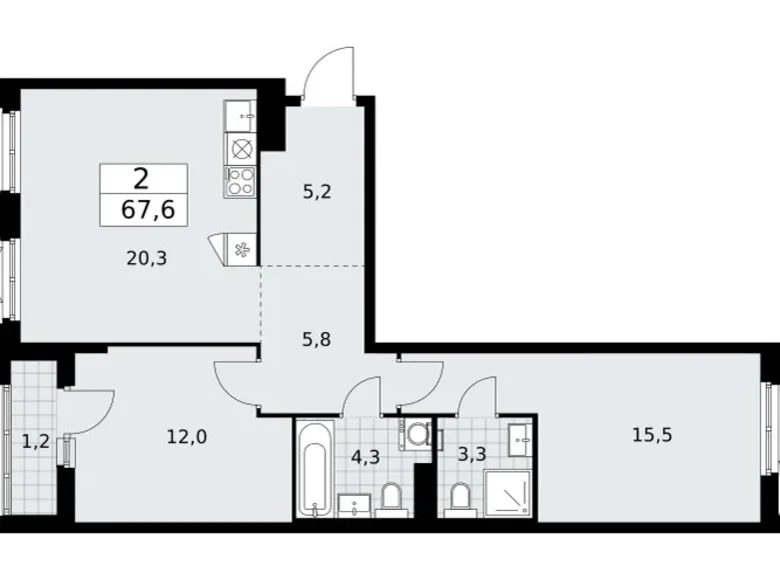 Wohnung 2 zimmer 68 m² Troizk, Russland