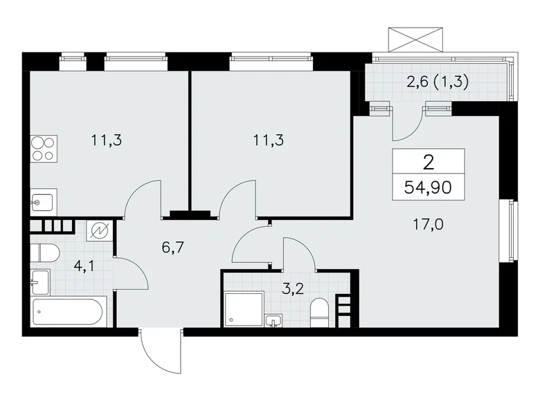 Appartement 2 chambres 55 m² poselenie Sosenskoe, Fédération de Russie