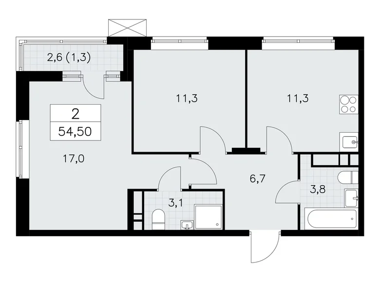 Apartamento 2 habitaciones 55 m² poselenie Sosenskoe, Rusia