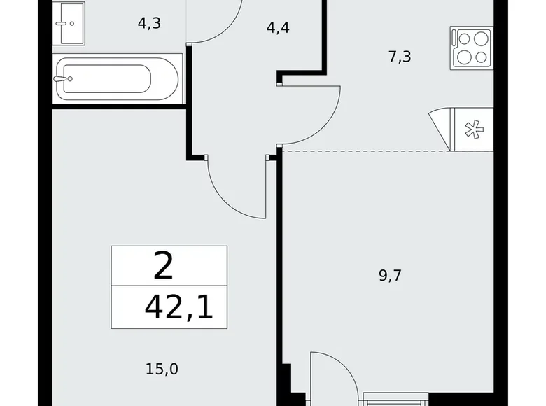 Wohnung 2 zimmer 42 m² poselenie Sosenskoe, Russland