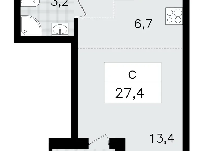 Квартира 1 комната 27 м² Всеволожск, Россия