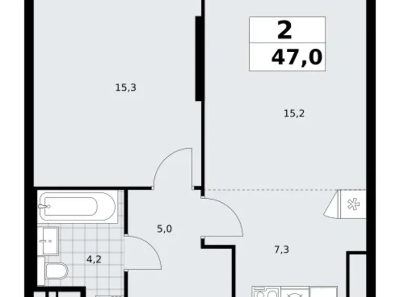 Appartement 2 chambres 47 m² poselenie Sosenskoe, Fédération de Russie