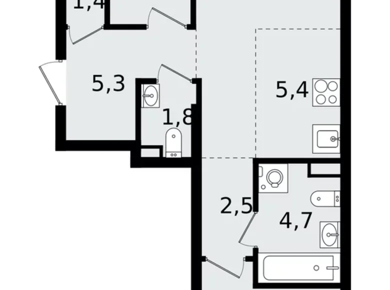 Apartamento 3 habitaciones 57 m² Vsevolozhsk, Rusia