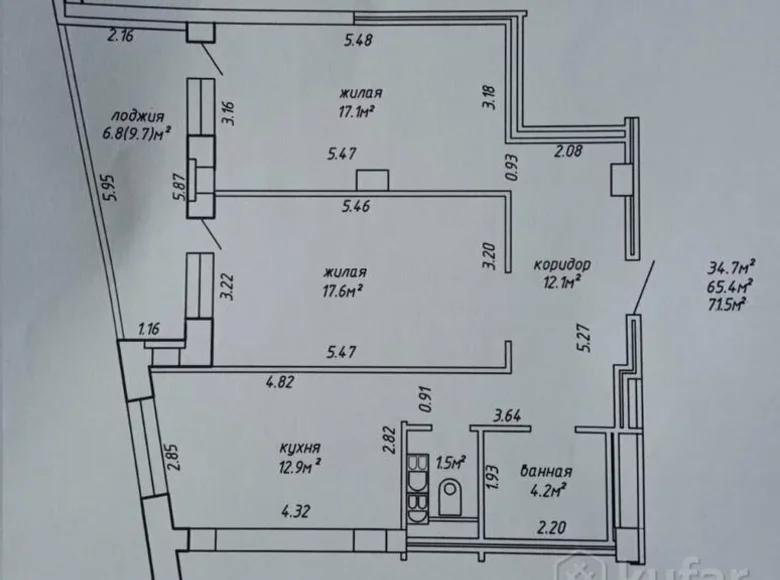 2 room apartment 72 m² Minsk, Belarus