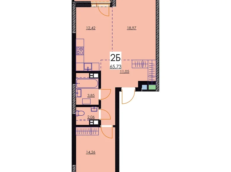 Appartement 2 chambres 66 m² Minsk, Bélarus