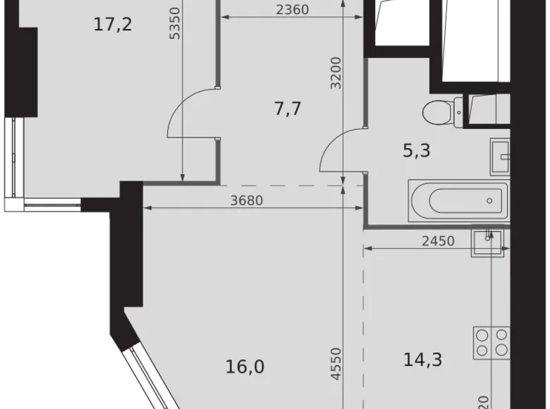 Квартира 2 комнаты 61 м² Москва, Россия
