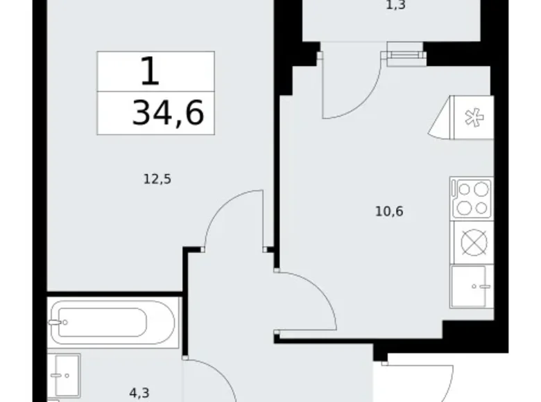 Appartement 1 chambre 35 m² Troïtsk, Russie