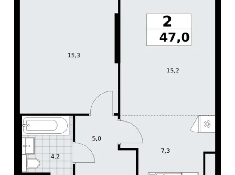 Appartement 2 chambres 47 m² poselenie Sosenskoe, Fédération de Russie