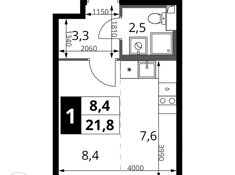 Kawalerka 1 pokój 22 m² Chimki, Rosja