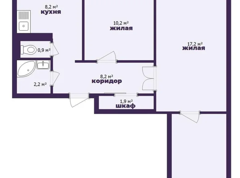 3 room apartment 63 m² Salihorsk, Belarus