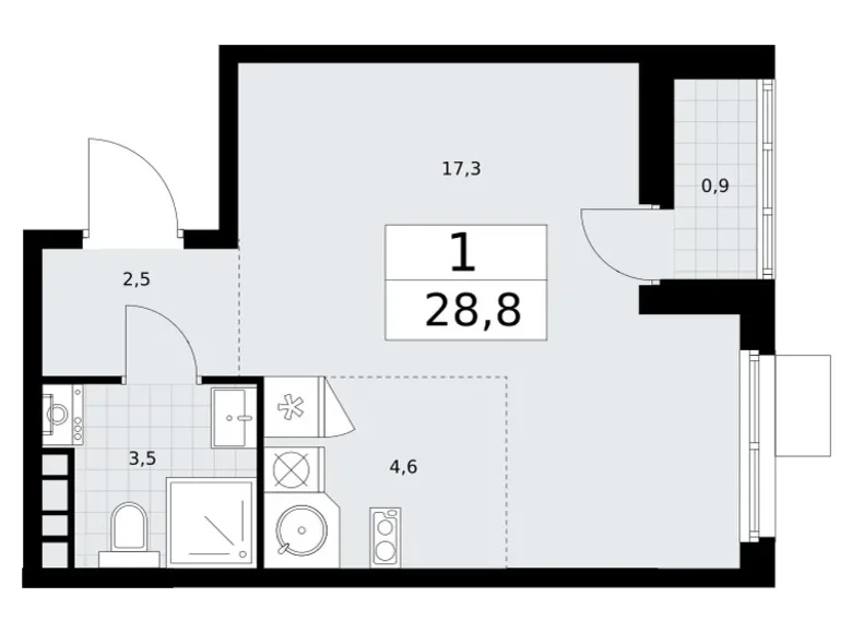 Appartement 1 chambre 29 m² Vnoukovo, Russie