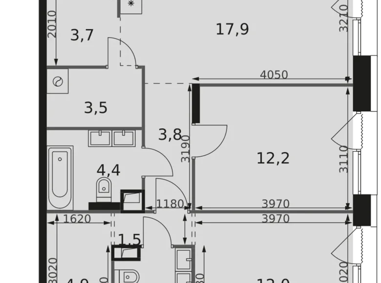 Квартира 2 комнаты 68 м² район Ростокино, Россия