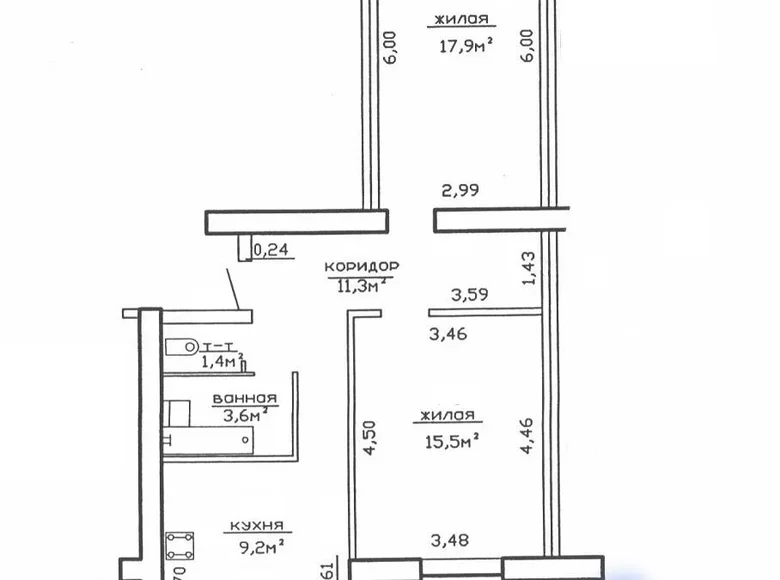 Квартира 2 комнаты 59 м² Речица, Беларусь