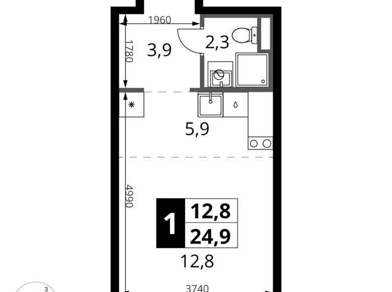 Kawalerka 1 pokój 25 m² Potapovo, Rosja