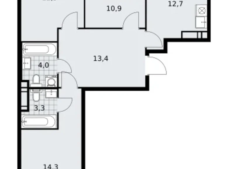 3 room apartment 73 m² poselenie Sosenskoe, Russia