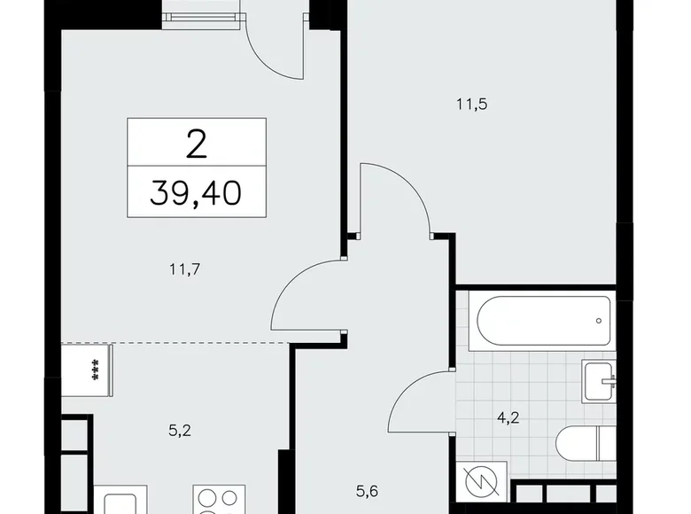 Apartamento 2 habitaciones 39 m² poselenie Sosenskoe, Rusia