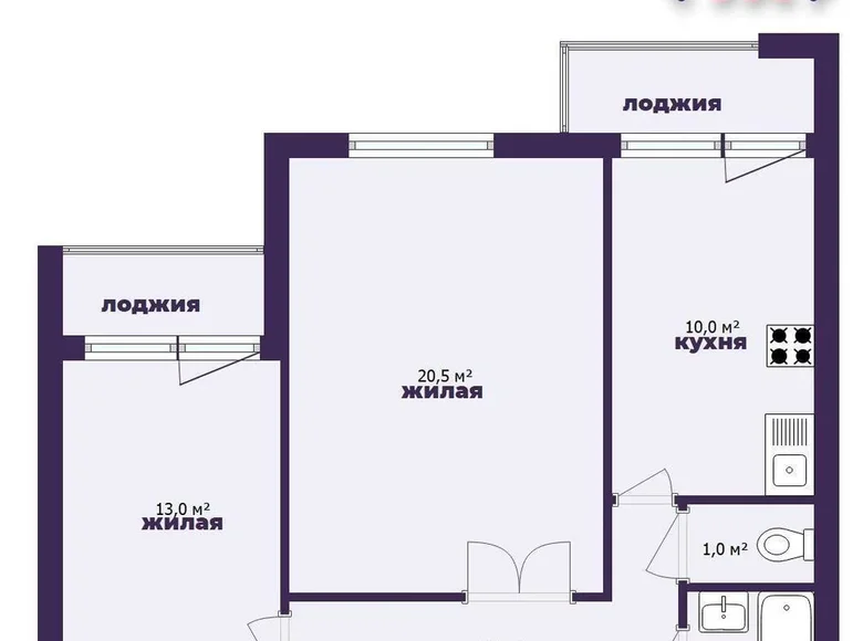 Квартира 2 комнаты 62 м² Ждановичи, Беларусь