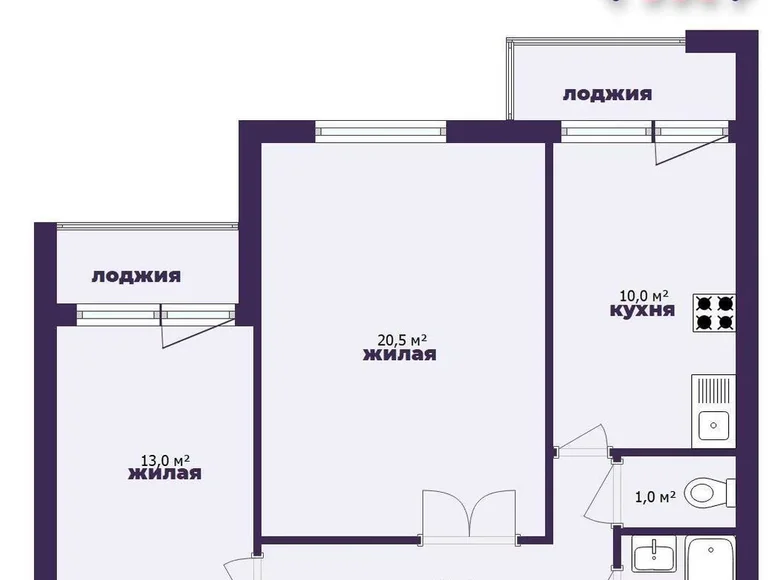 2 room apartment 62 m² Zhdanovichy, Belarus