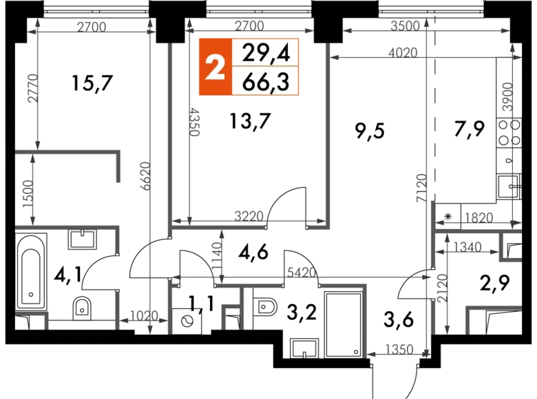 Квартира 3 комнаты 66 м² Северо-Западный административный округ, Россия