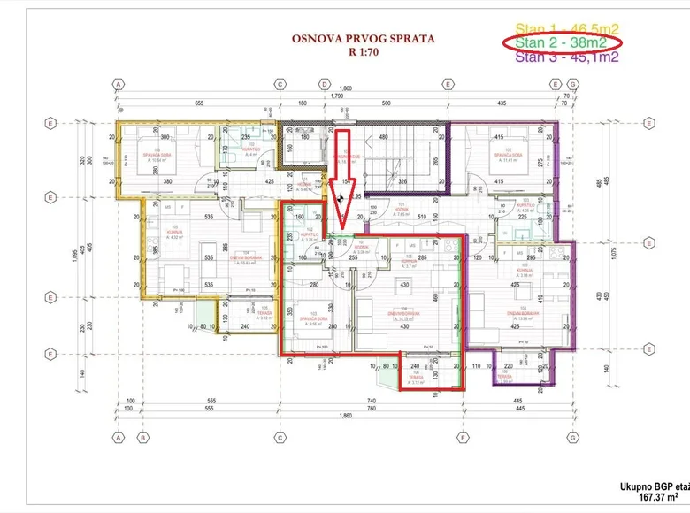 1 bedroom apartment 47 m² Bar, Montenegro