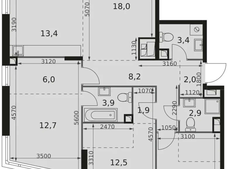 Квартира 4 комнаты 99 м² Москва, Россия