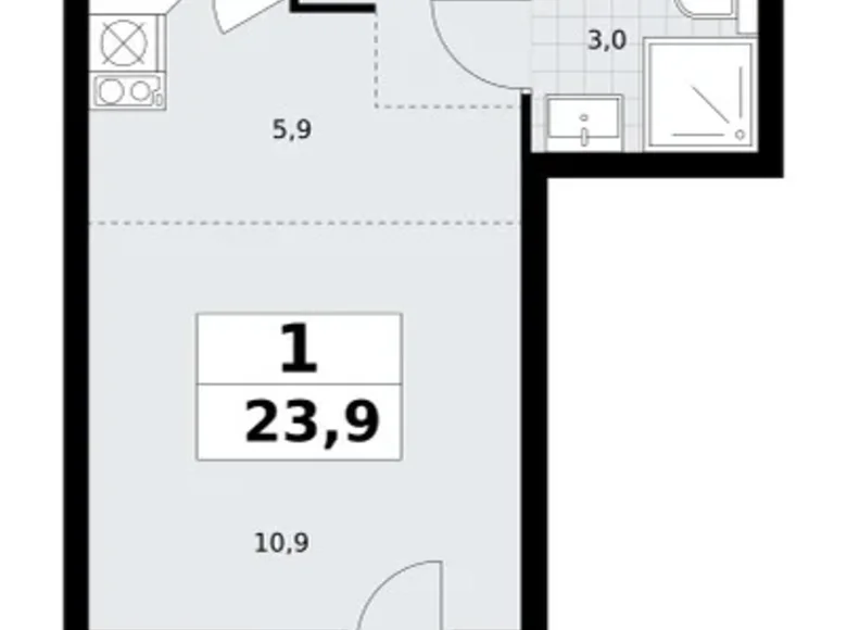 Квартира 1 комната 24 м² Postnikovo, Россия