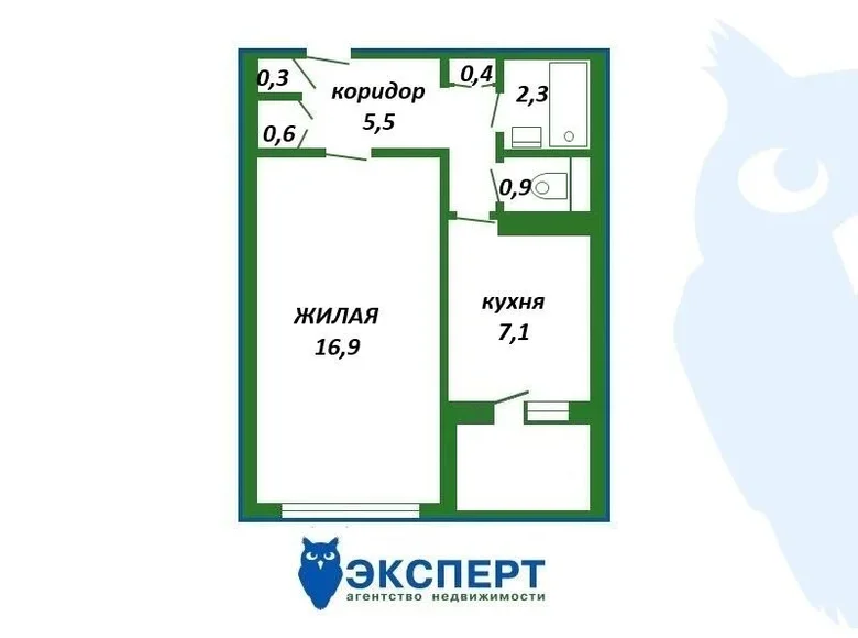 1 room apartment 34 m² Minsk, Belarus