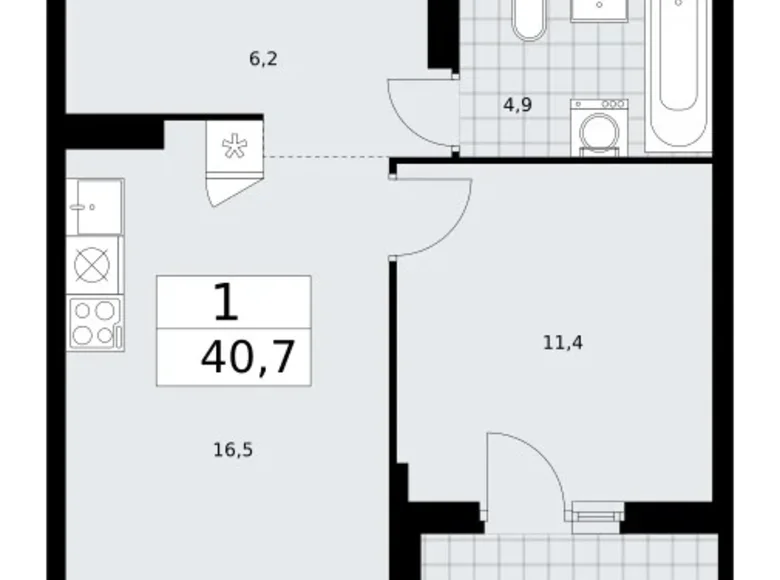 Mieszkanie 1 pokój 41 m² Troick, Rosja