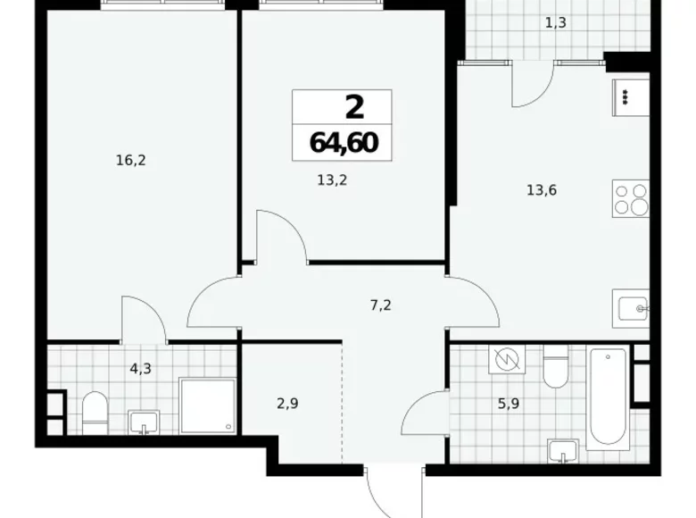 Wohnung 2 Zimmer 65 m² Nördlicher Verwaltungsbezirk, Russland