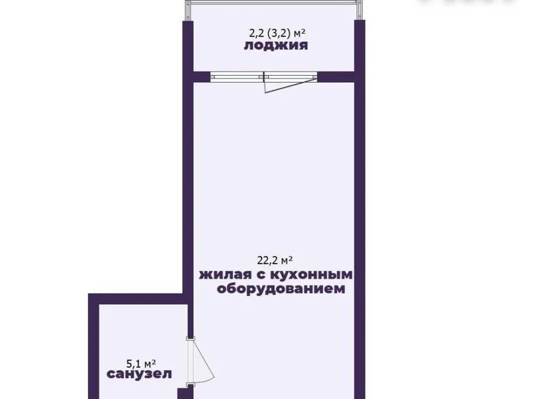 1 room apartment 30 m² Minsk, Belarus