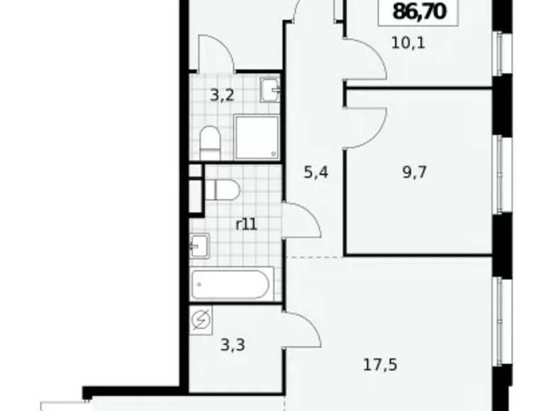 4 room apartment 87 m² Northern Administrative Okrug, Russia