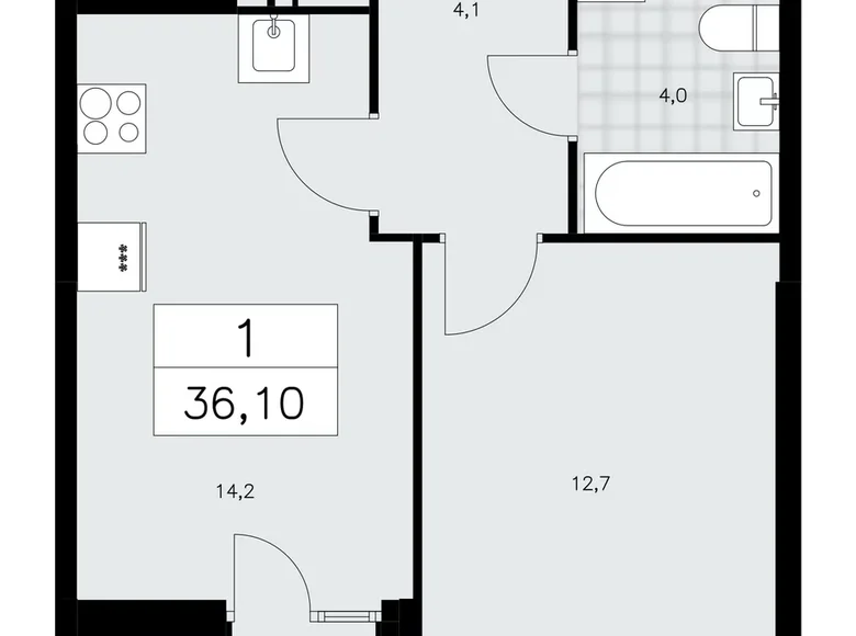 Appartement 1 chambre 36 m² poselenie Sosenskoe, Fédération de Russie