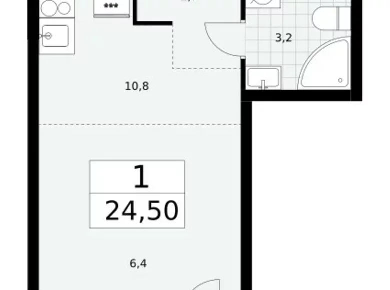 Apartamento 1 habitación 25 m² Postnikovo, Rusia