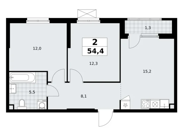 Wohnung 2 Zimmer 54 m² Südwestlicher Verwaltungsbezirk, Russland