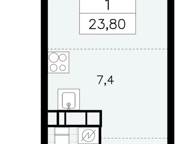 1 room apartment 24 m² Moscow, Russia