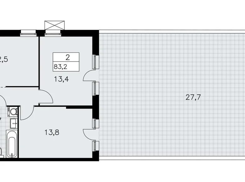 2 room apartment 83 m² Kommunarka, Russia