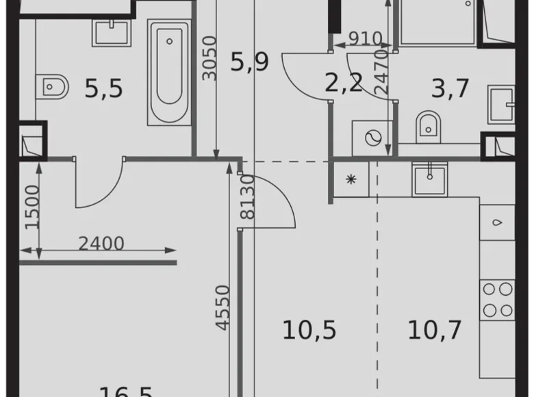 Mieszkanie 2 pokoi 55 m² North-Western Administrative Okrug, Rosja