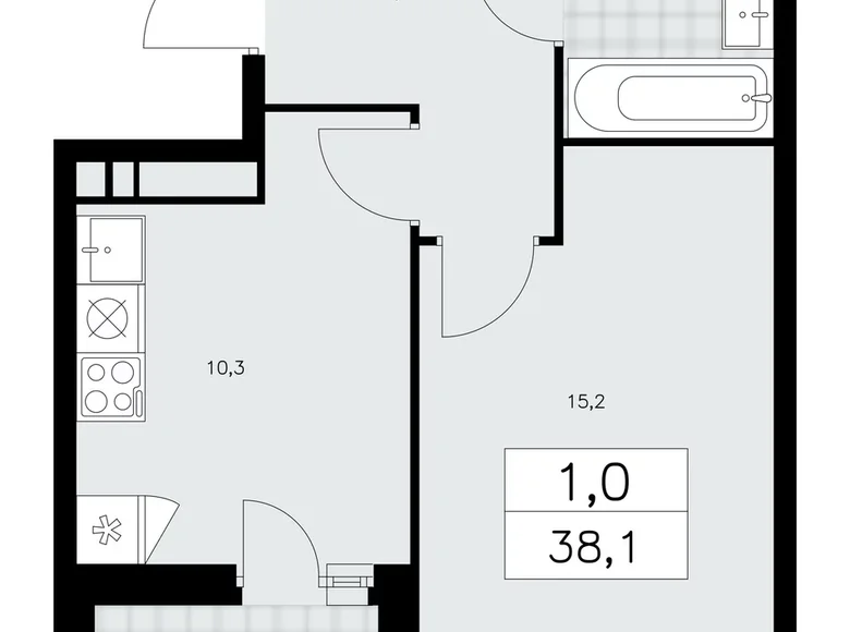 Mieszkanie 1 pokój 38 m² poselenie Sosenskoe, Rosja